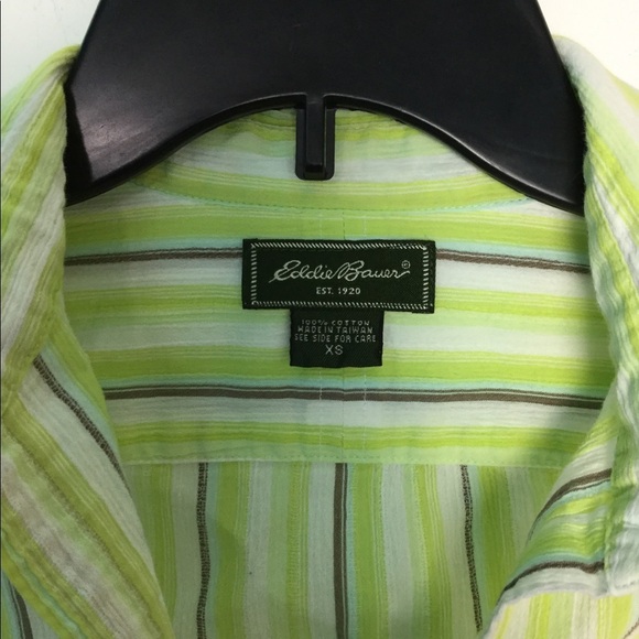 Women's Eddie Bauer XS 0 - 2 Button Front Shirt Stripe Yellow Long Sleeve Casual - Picture 4 of 6